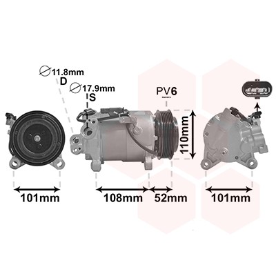 Слика на Компресор за клима VAN WEZEL 0600K567 за Mini (F56) Cooper S - 163 коњи бензин