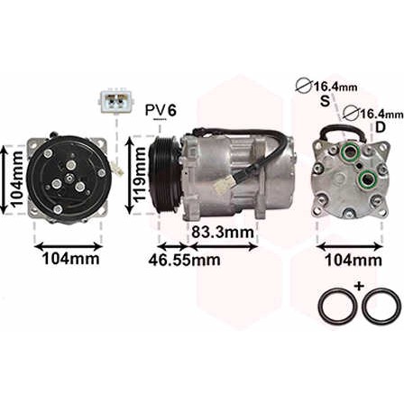 Слика на Компресор за клима VAN WEZEL 0900K161 за Citroen Jumpy U6U 1.9 D 70 - 69 коњи дизел