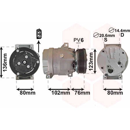 Слика на Компресор за клима VAN WEZEL 4300K069 за Renault Megane 1 (BA0-1) 1.9 dTi (BA1U) - 80 коњи дизел