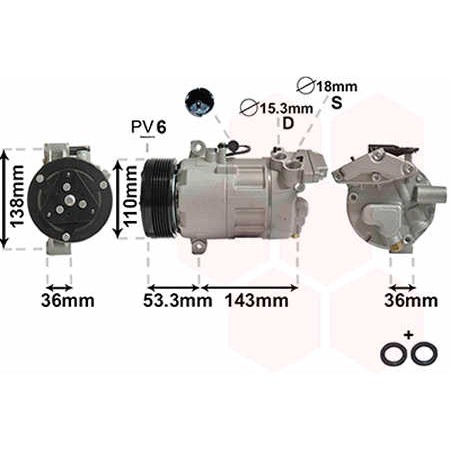 Слика на Компресор за клима VAN WEZEL IR PLUS 0600K321 за BMW 3 Sedan E46 316 i - 115 коњи бензин