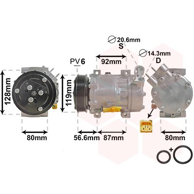 Слика на Компресор за клима VAN WEZEL IR PLUS 0900K238 за Lancia Zeta (220) 2.0 16V (220AQ5) - 136 коњи бензин