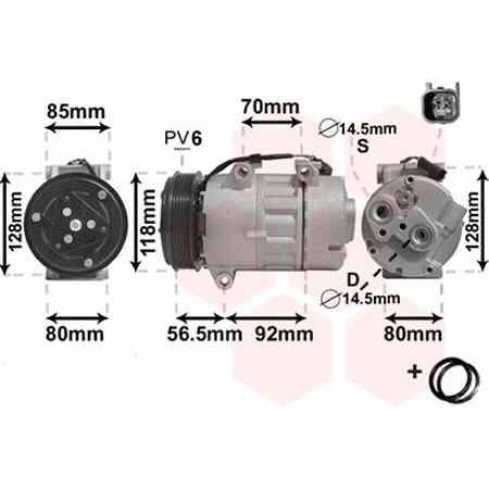 Слика на Компресор за клима VAN WEZEL IR PLUS 1800K394 за Volvo V50 Estate (MW) 2.0 D - 136 коњи дизел