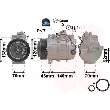 Слика на Компресор за клима VAN WEZEL IR PLUS 3000K393 за Mercedes C-class Estate (s204) C 280 (204.254) - 231 коњи бензин