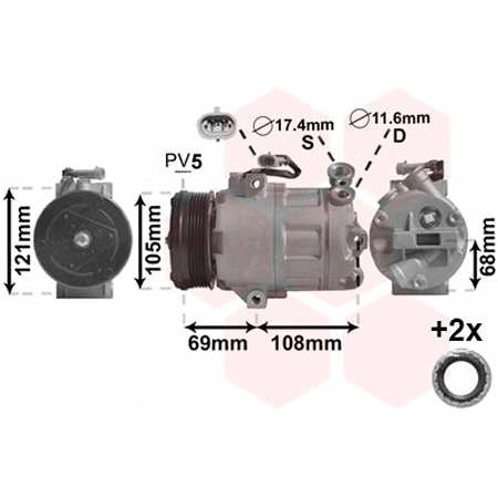 Слика на Компресор за клима VAN WEZEL IR PLUS 3700K316 за Opel Astra G Saloon 1.8 16V - 125 коњи бензин