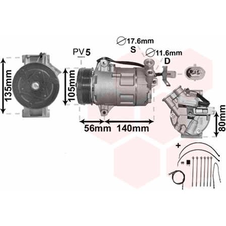 Слика на Компресор за клима VAN WEZEL IR PLUS 3700K428 за Opel Astra H Hatchback 1.6 - 105 коњи бензин