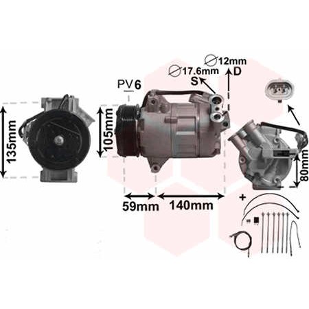 Слика на Компресор за клима VAN WEZEL IR PLUS 3700K437 за Opel Astra H Hatchback 1.9 CDTI 16V - 120 коњи дизел