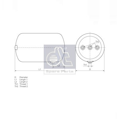 Слика на контейнер за въздух, пневматична система DT Spare Parts 3.70113 за камион MAN TGX 26.400 FVHLS - 400 коњи дизел