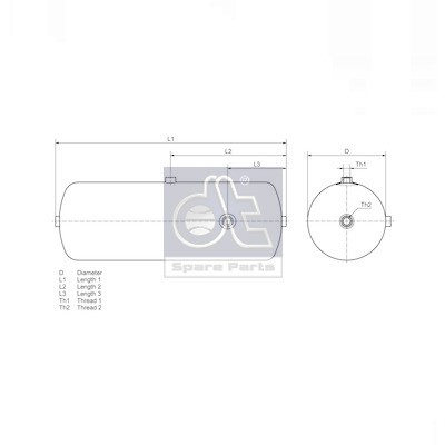 Слика на контейнер за въздух, пневматична система DT Spare Parts 5.70050 за камион DAF CF 65 FA 65.250 - 250 коњи дизел