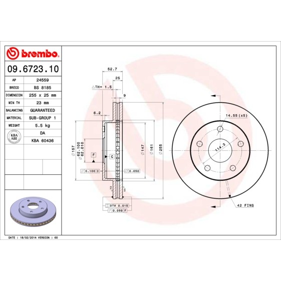 Слика на Кочионен диск A.B.S. BREMBO 09.6723.10