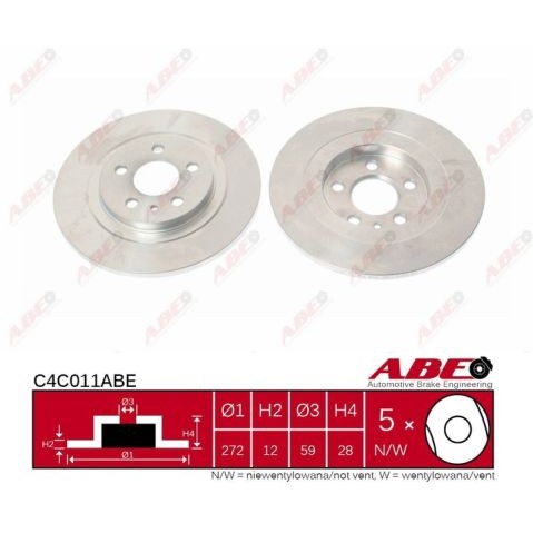 Слика на кочионен диск ABE C4C011ABE за Citroen C8 EA,EB 2.0 16V - 140 коњи бензин