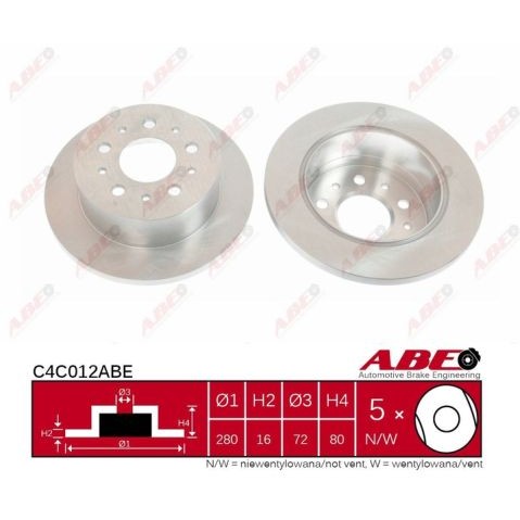 Слика на кочионен диск ABE C4C012ABE за Citroen Jumper BUS 230P 2.0  4x4 - 109 коњи бензин