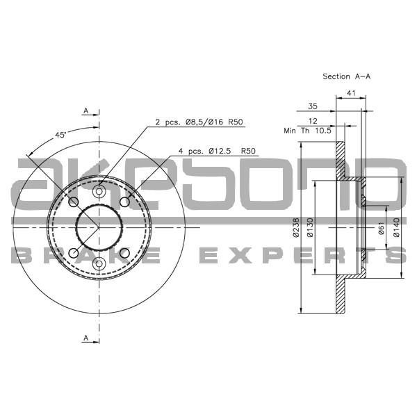 Слика на Кочионен диск AKEBONO Coated BN-0068E