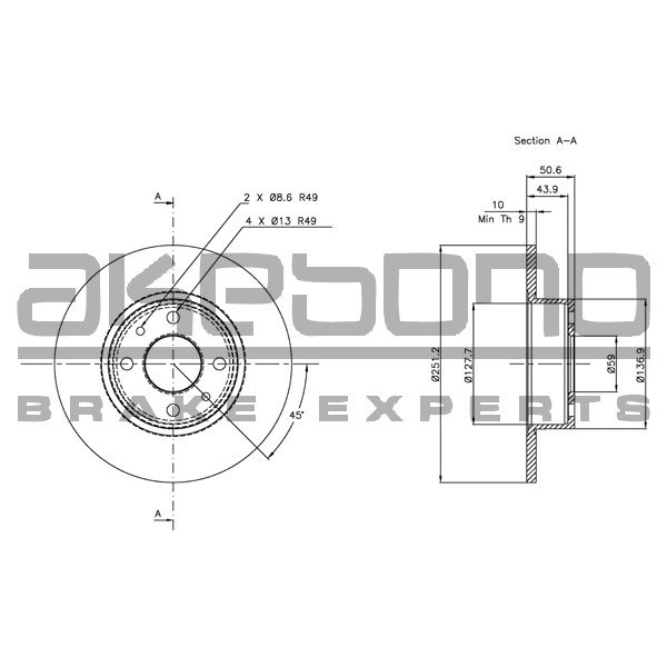 Слика на Кочионен диск AKEBONO Coated BN-0343E