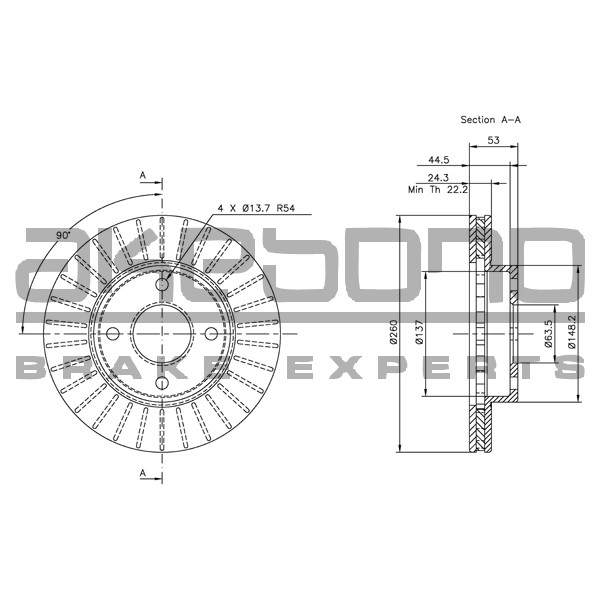 Слика на Кочионен диск AKEBONO Coated BN-1342E