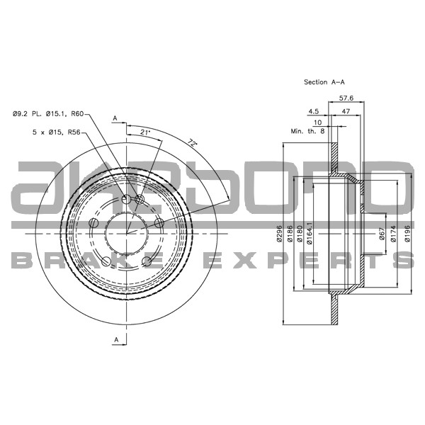 Слика на кочионен диск AKEBONO Standard BN-0209 за Mercedes Vito BUS (w639) 116 CDI - 163 коњи дизел