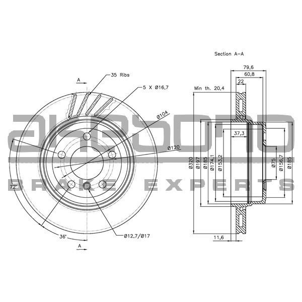 Слика на кочионен диск AKEBONO Standard BN-0306 за BMW X3 E83 2.0 d - 177 коњи дизел