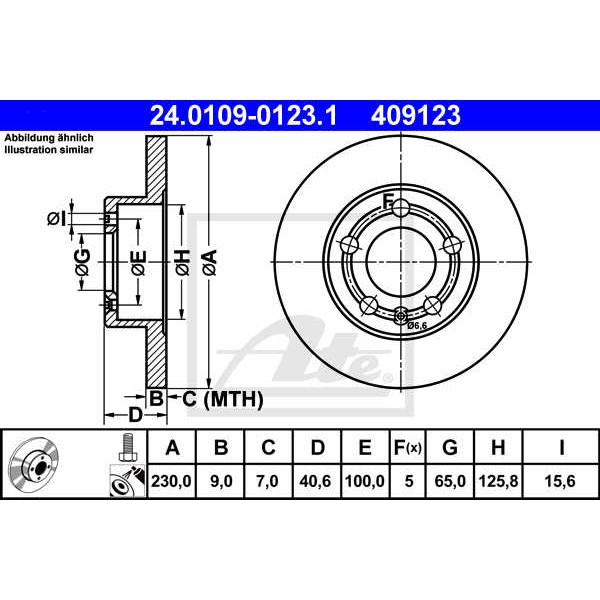 Слика на кочионен диск ATE 24.0109-0123.1 за VW Beetle (9C1,1C1) 1.9 TDI - 90 коњи дизел