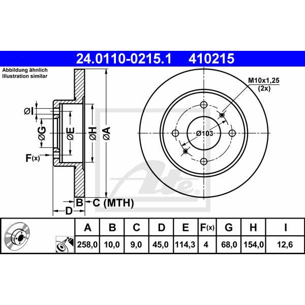 Слика на кочионен диск ATE 24.0110-0215.1 за Nissan Almera (N16) 2.2 dCi - 112 коњи дизел