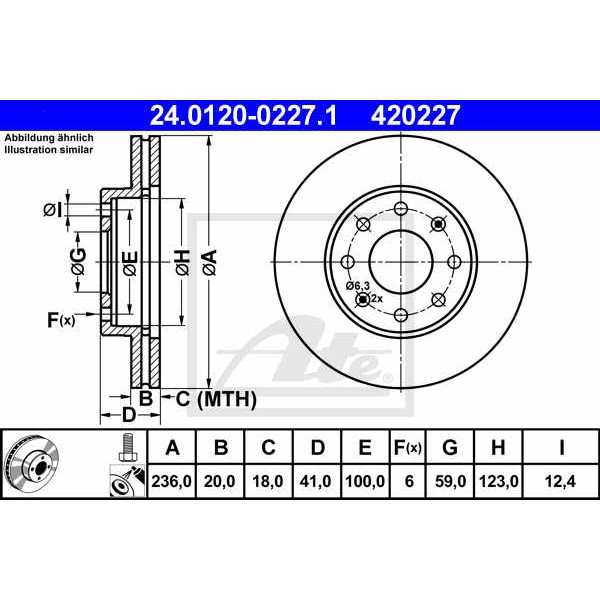 Слика на кочионен диск ATE 24.0120-0227.1 за CHEVROLET BEAT M300 1.0 - 68 коњи бензин