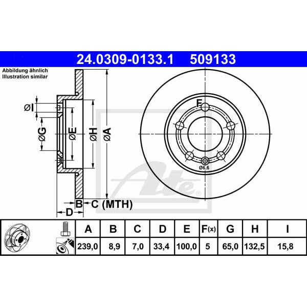 Слика на Кочионен диск ATE PowerDisc 24.0309-0133.1