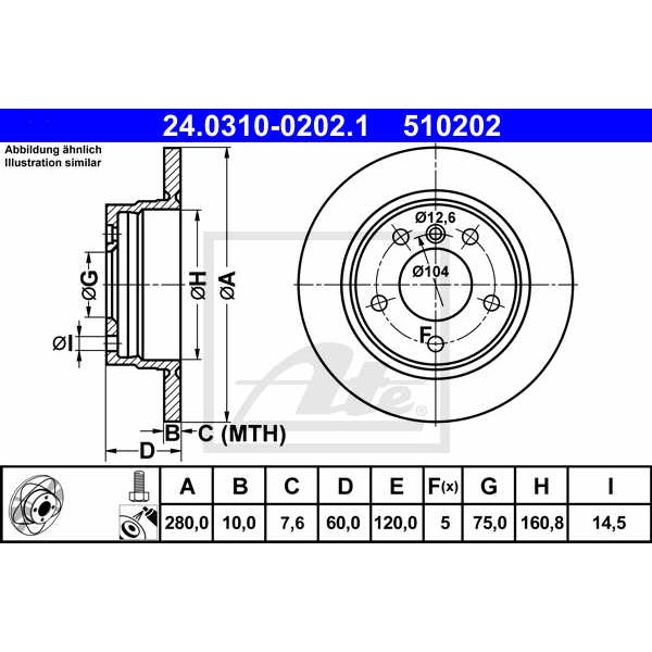 Слика на Кочионен диск ATE PowerDisc 24.0310-0202.1