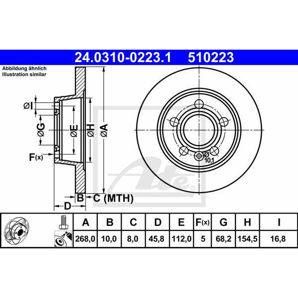 Слика на Кочионен диск ATE PowerDisc 24.0310-0223.1