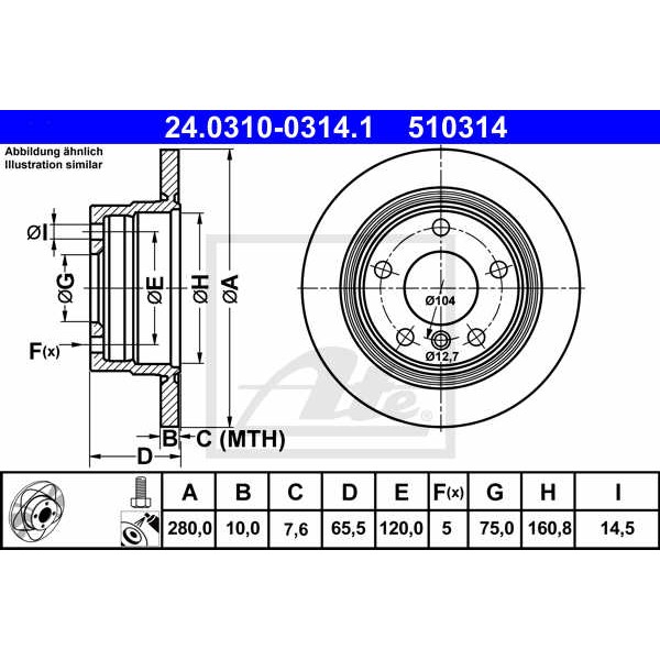 Слика на Кочионен диск ATE PowerDisc 24.0310-0314.1