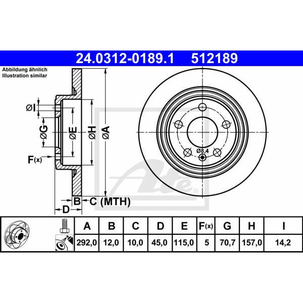 Слика на кочионен диск ATE PowerDisc 24.0312-0189.1 за Opel Astra GTC 1.6 - 180 коњи бензин