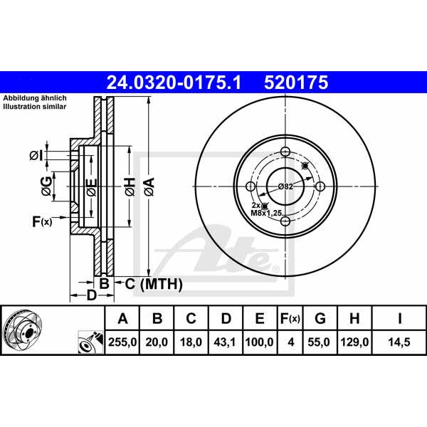 Слика на Кочионен диск ATE PowerDisc 24.0320-0175.1