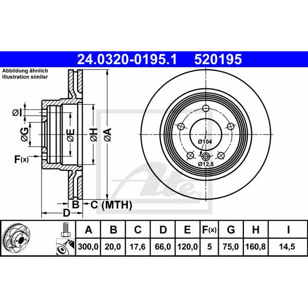 Слика на кочионен диск ATE PowerDisc 24.0320-0195.1 за BMW 1 E81, E87 120 d - 163 коњи дизел