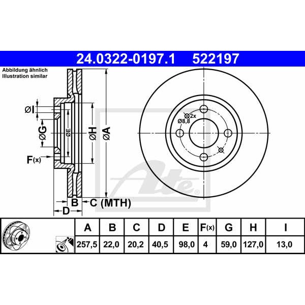 Слика на Кочионен диск ATE PowerDisc 24.0322-0197.1