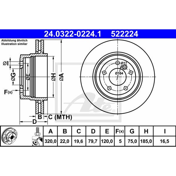 Слика на Кочионен диск ATE PowerDisc 24.0322-0224.1