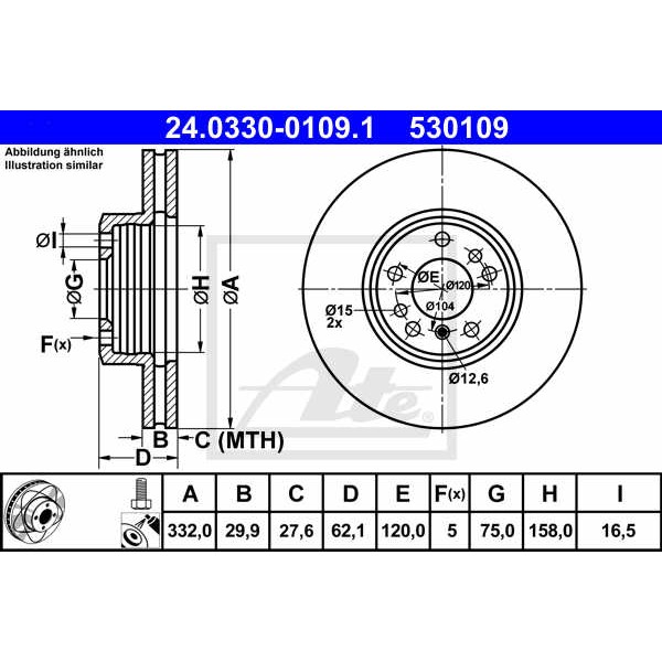 Слика на Кочионен диск ATE PowerDisc 24.0330-0109.1