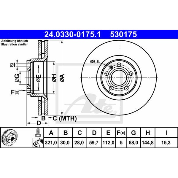 Слика на Кочионен диск ATE PowerDisc 24.0330-0175.1