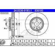 Слика 1 на кочионен диск ATE PowerDisc 24.0330-0193.1