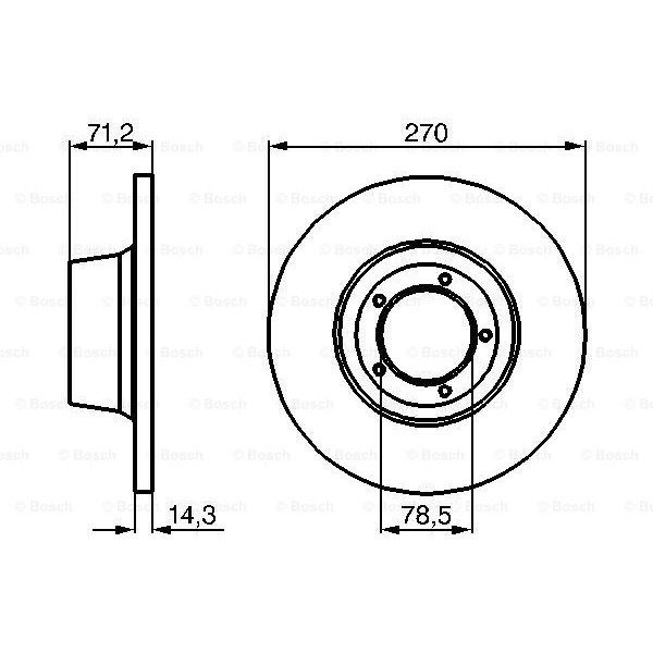 Слика на кочионен диск BOSCH 0 986 478 190 за Ford Transit Platform (T) 2.5 D (TTL, TTS, TUL, TUS, TTE) - 68 коњи дизел