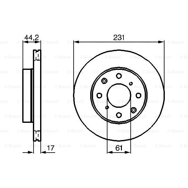 Слика на кочионен диск BOSCH 0 986 478 203 за Honda Civic 3 Hatchback (AL,AJ,AG,AH) 1.5 GTI (AH) - 90 коњи бензин