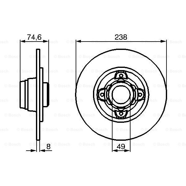 Слика на кочионен диск BOSCH 0 986 478 557 за Renault 19 Hatchback 1.7 (B/C53C) - 90 коњи бензин