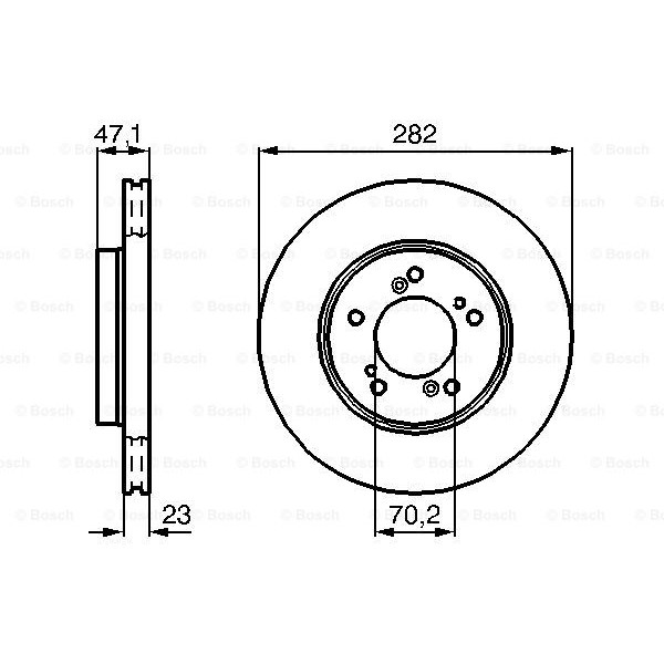 Слика на кочионен диск BOSCH 0 986 478 667 за Honda Prelude 5 (BB) 2.2 16V (BB6, BB8) - 185 коњи бензин