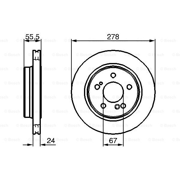 Слика на кочионен диск BOSCH 0 986 479 133 за Mercedes E-class (w124) 400 E 4.2 (124.034) - 279 коњи бензин