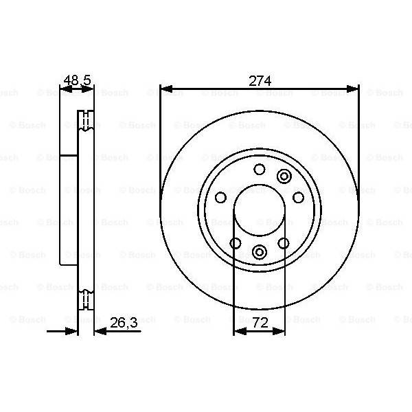 Слика на кочионен диск BOSCH 0 986 479 444 за Kia Carnival 2 (GQ) 2.5 V6 - 150 коњи бензин