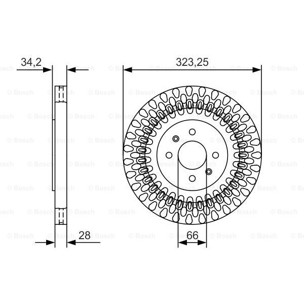 Слика на кочионен диск BOSCH 0 986 479 A90 за Peugeot 208 1.6 BlueHDi 120 - 120 коњи дизел