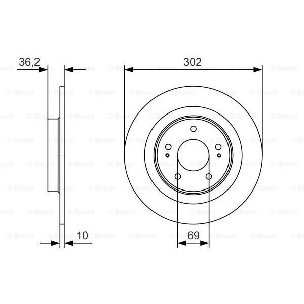 Слика на кочионен диск BOSCH 0 986 479 B04 за Mitsubishi Outlander 3 (gg_w, gf_w) 2.2 Di-D - 150 коњи дизел