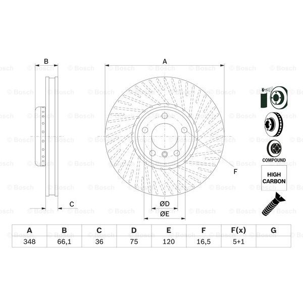 Слика на кочионен диск BOSCH 0 986 479 E18 за BMW 7 Series F 730 d - 211 коњи дизел