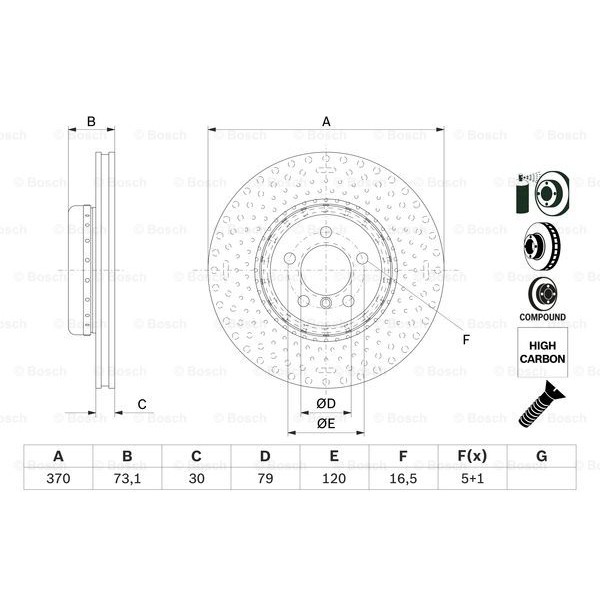 Слика на кочионен диск BOSCH 0 986 479 E21 за BMW 3 Sedan F30 F35 F80 330 d - 258 коњи дизел