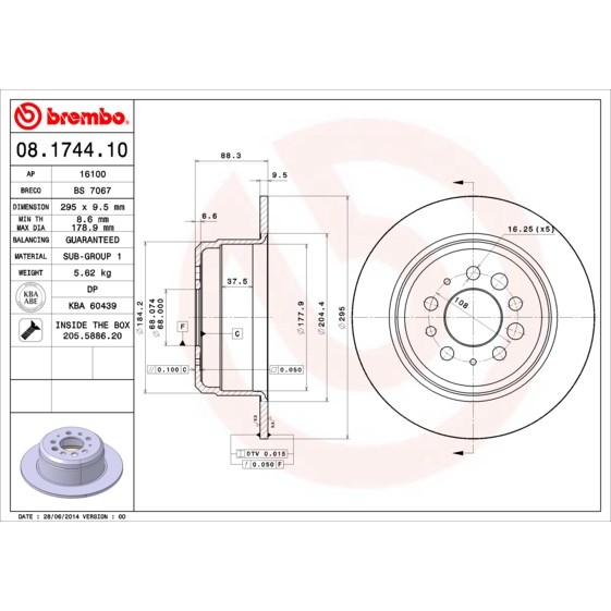 Слика на Кочионен диск BREMBO 08.1744.10