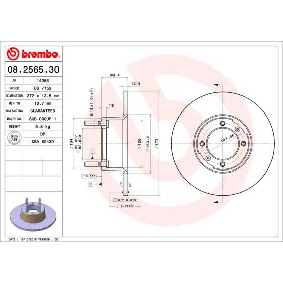 Слика на Кочионен диск BREMBO 08.2565.30