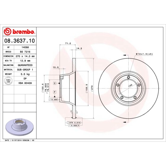 Слика на Кочионен диск BREMBO 08.3637.10