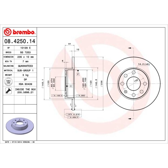 Слика на Кочионен диск BREMBO 08.4250.14