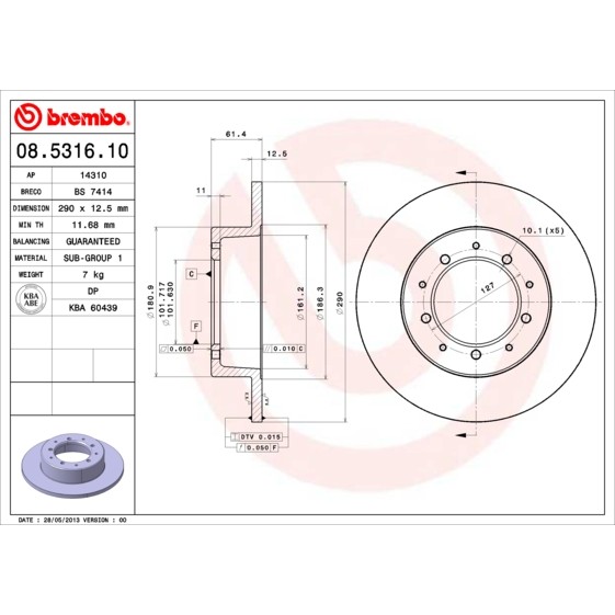 Слика на Кочионен диск BREMBO 08.5316.10